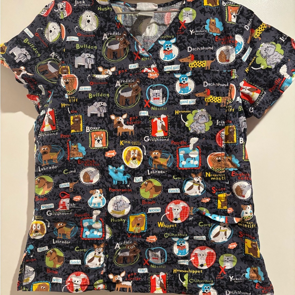 Animal Print Scrub Top